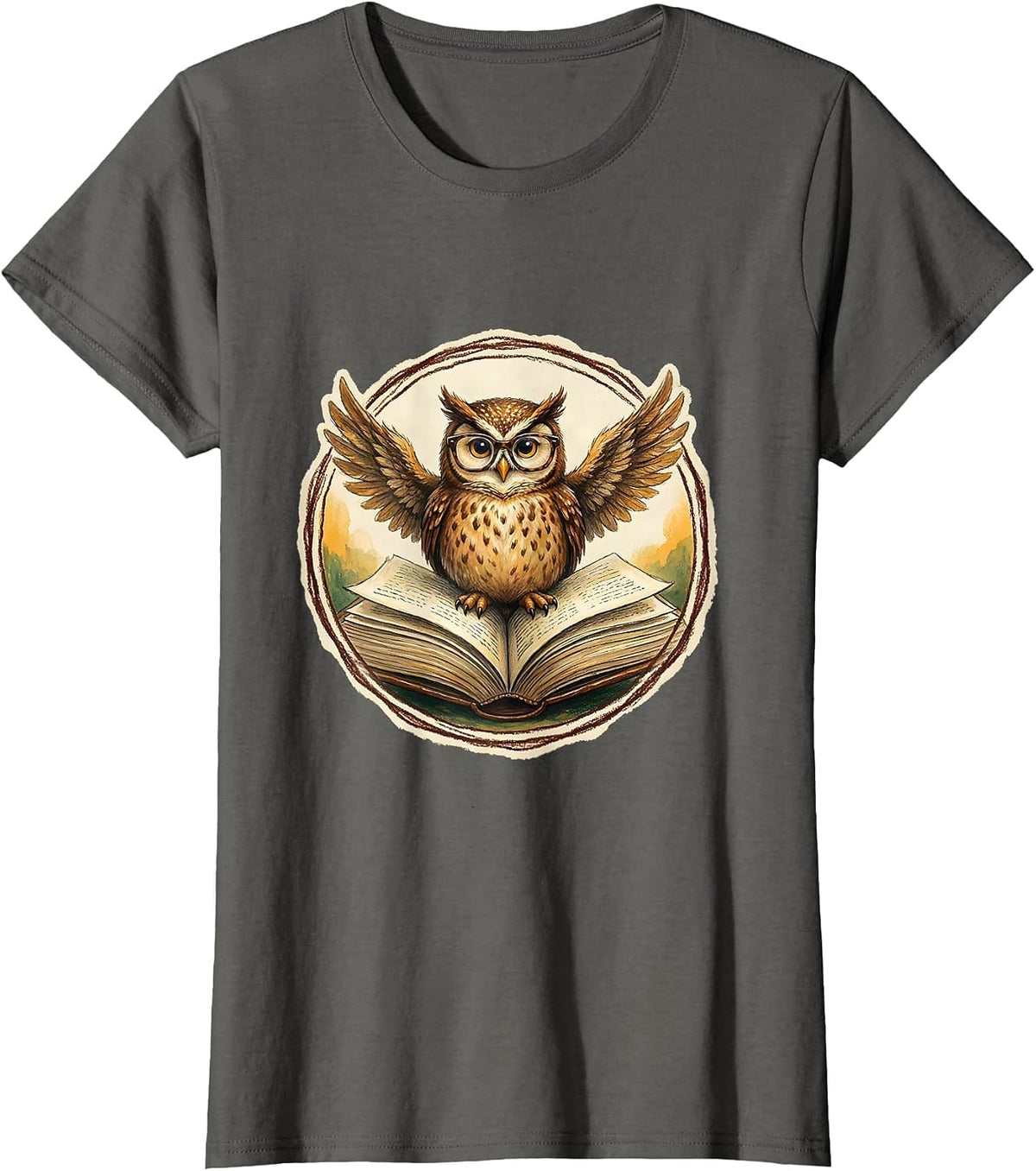 Women's Happy To See Your Face Owl Teacher Gift T-Shirt - Asphalt Grey