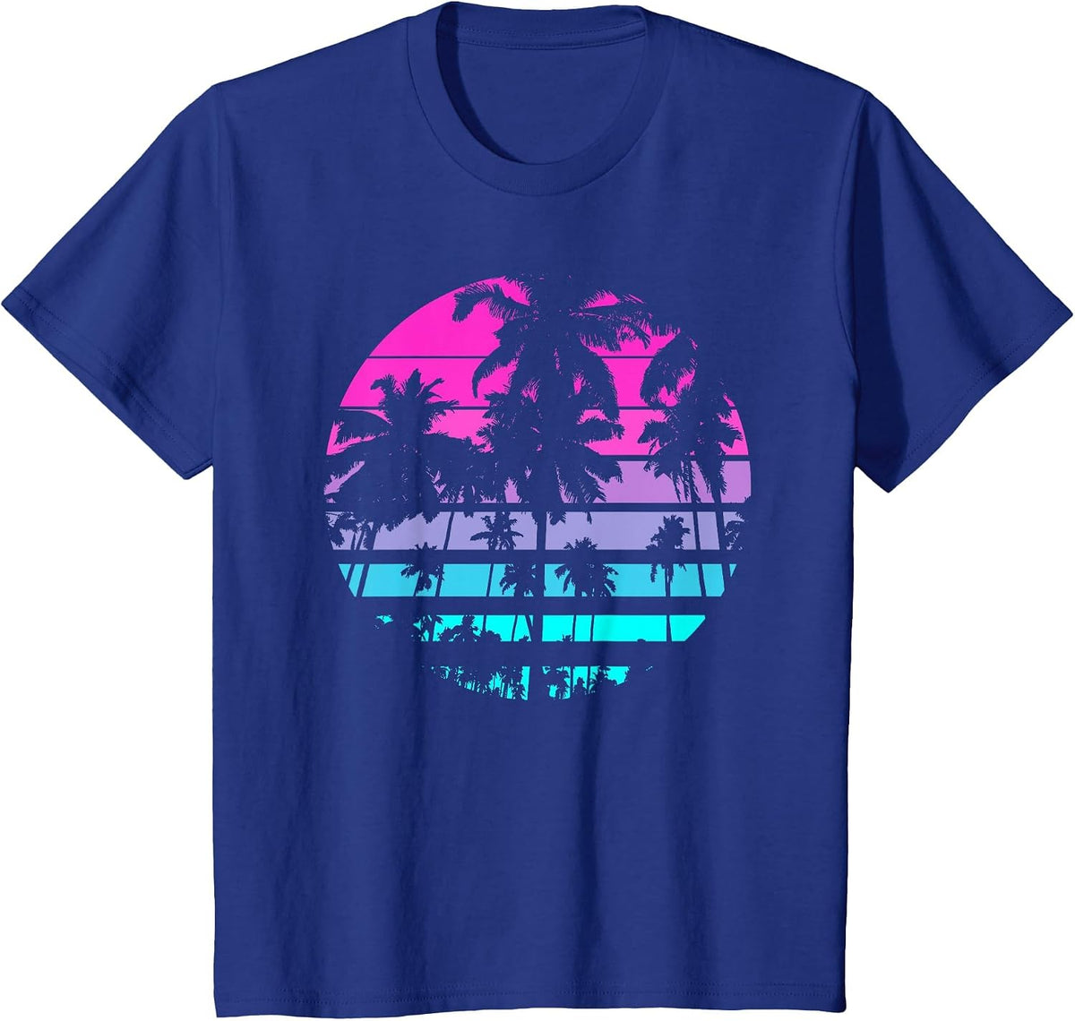 Retro Eighties 80s & 90s Beach Style Design with Palm Trees T-Shirt - Royal Blue