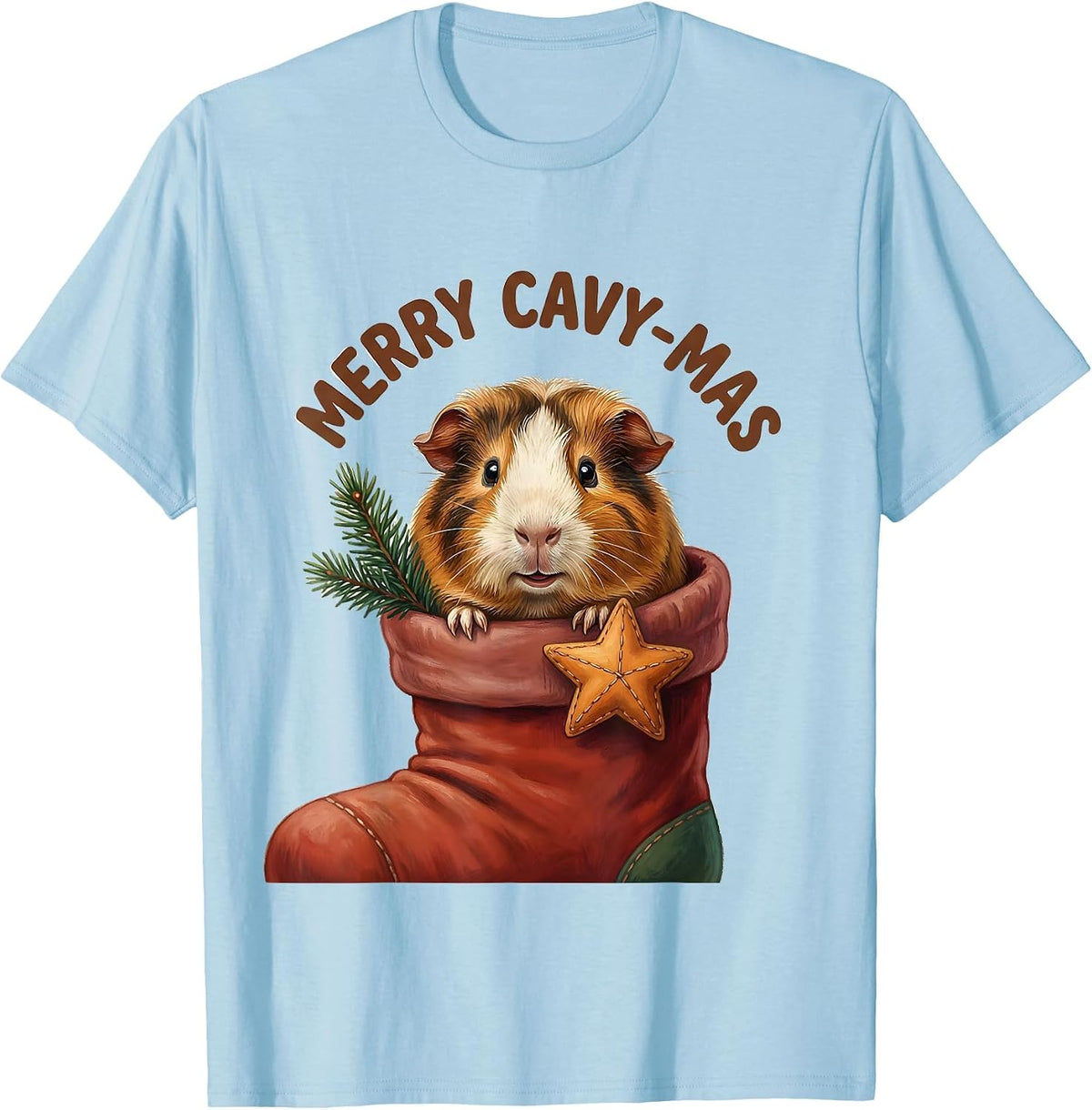Men's Merry Cavy-mas Storybook Guinea Pig Christmas Pet Lover T-Shirt - Baby Blue