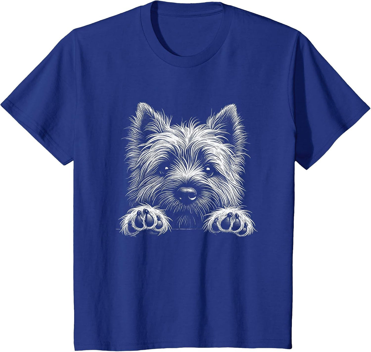 Cairn Terrier Dog Peeking Art Design T-Shirt - Royal Blue