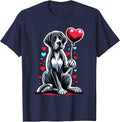 Great Dane Dog Valentine's Day Dog Owner Valentine T-Shirt - Navy Blue