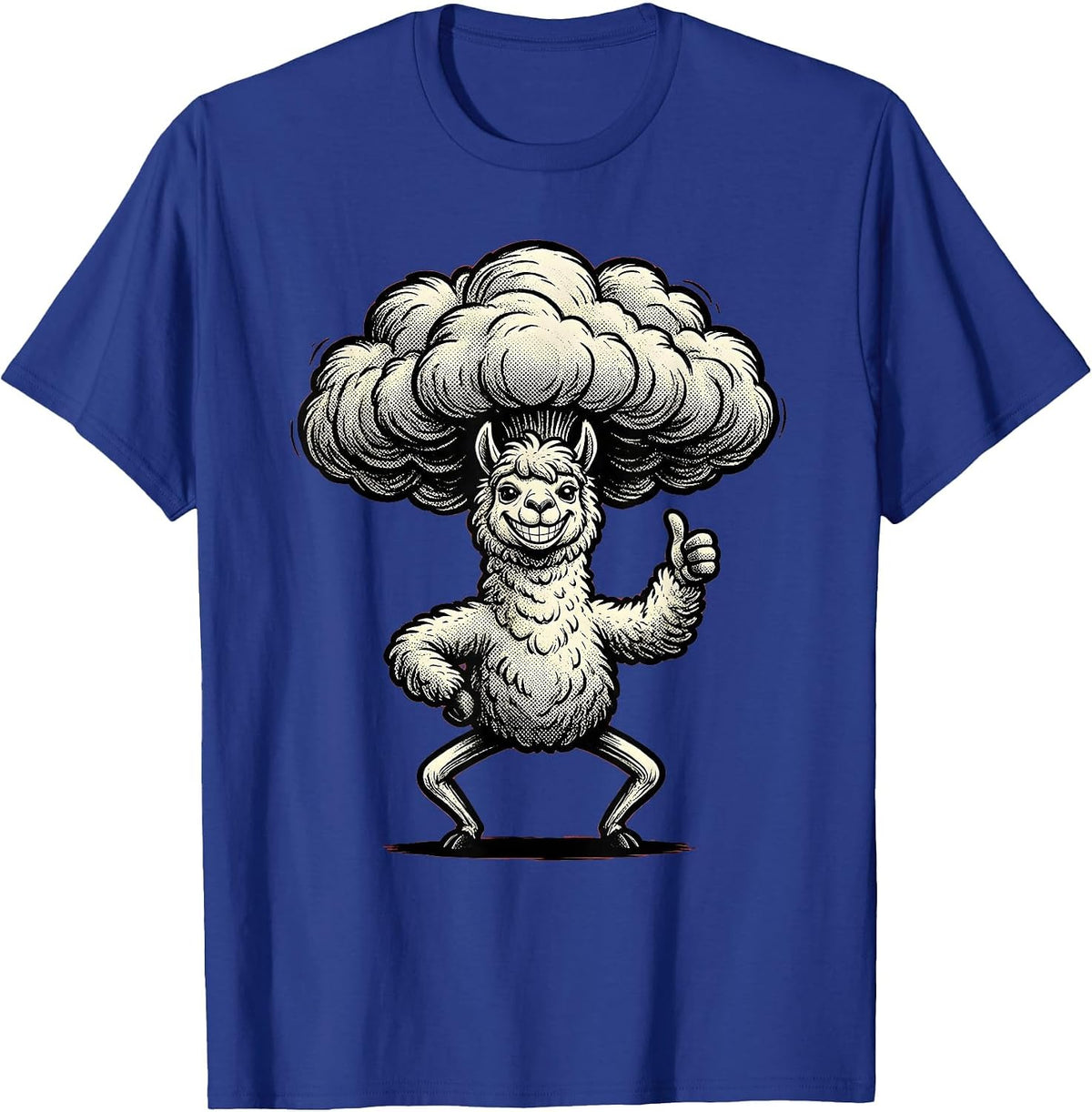 Men's Funny Fluffy Alpaca Ridiculous Haircut Proud Pose T-Shirt - Royal Blue