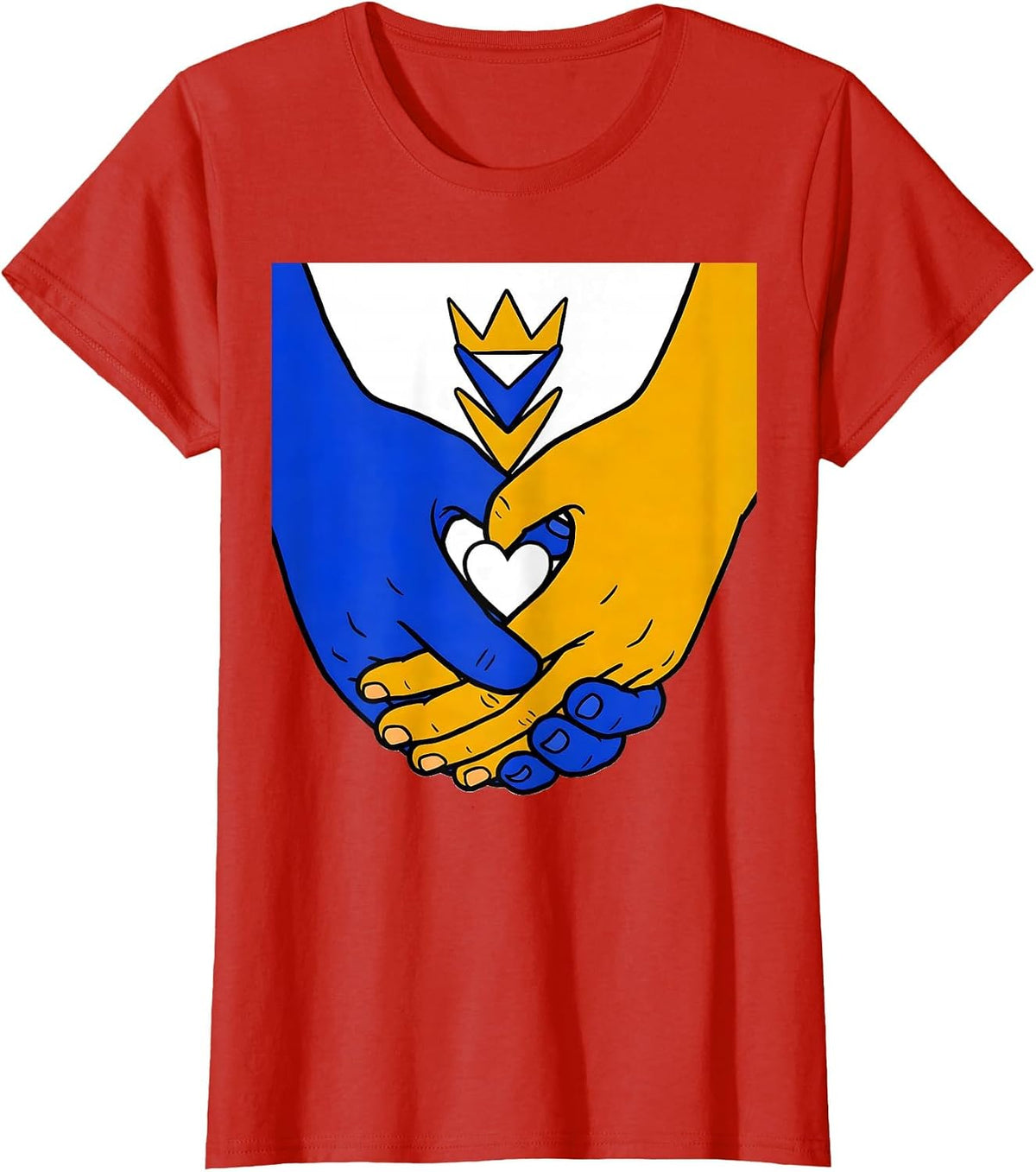 Linked Hands Down Syndrome Awareness Family Support T-Shirt - Red