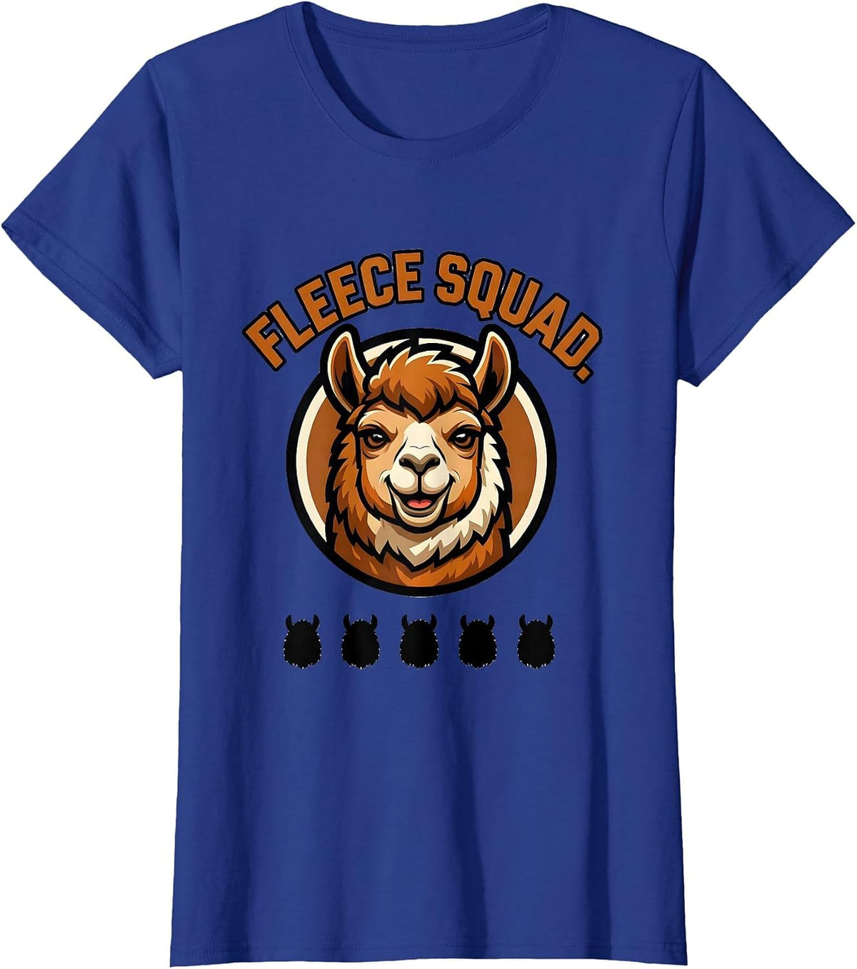 Women's Fleece Squad Bold Alpaca Mascot Funny Novelty Gift T-Shirt - Royal Blue
