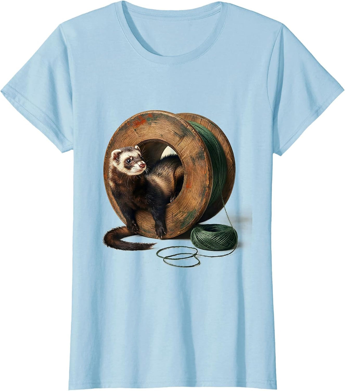 Ferret Through Spool Vintage Ferret Lover Gift T-Shirt - Baby Blue