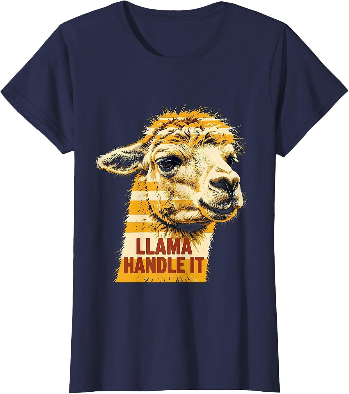 Women's Llama Handle It Funny Llama Lover Animal Humor T-Shirt - Navy Blue
