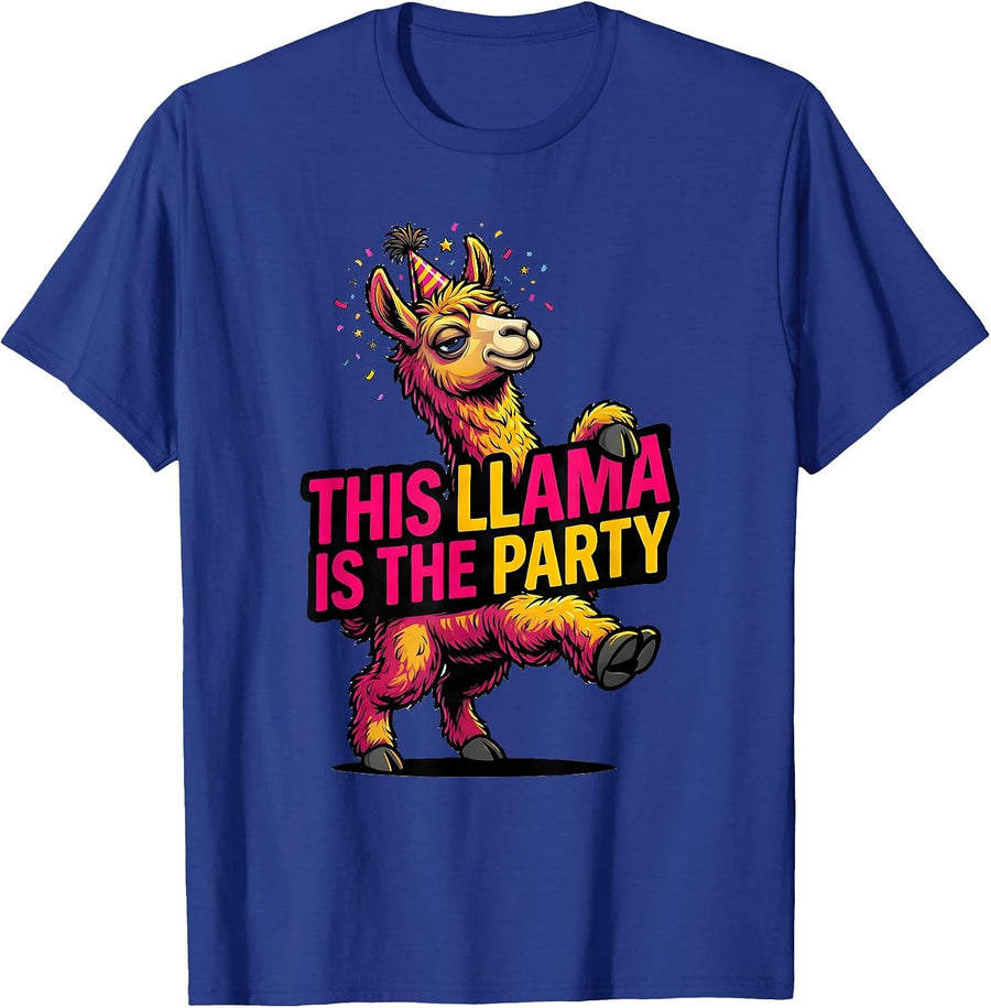 This Llama Is The Party Funny Llama Lover Birthday Gift T-Shirt - Royal Blue