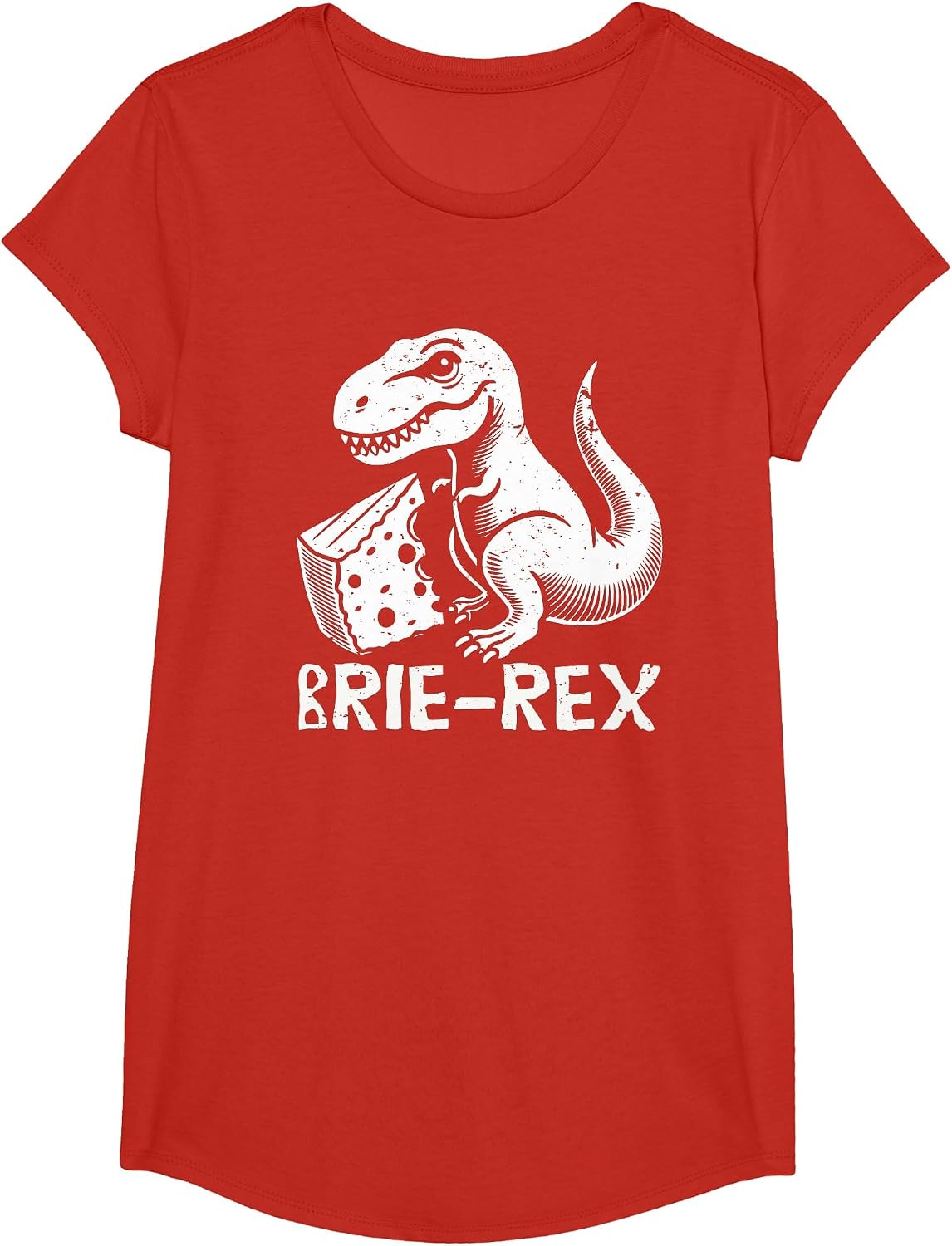 Brie-rex Funny Dinosaur with Brie Cheese Tyrannosaurus rex T-Shirt - Girls Red