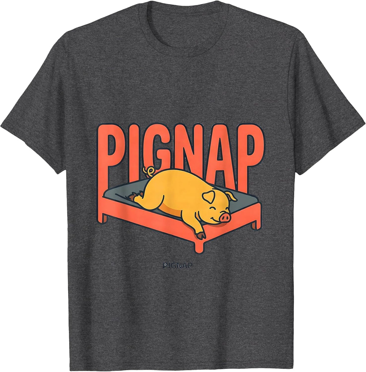 Men's Pignap Cute Sleeping Pig Animal Lover Pajama Humor T-Shirt - Dark Heather Grey
