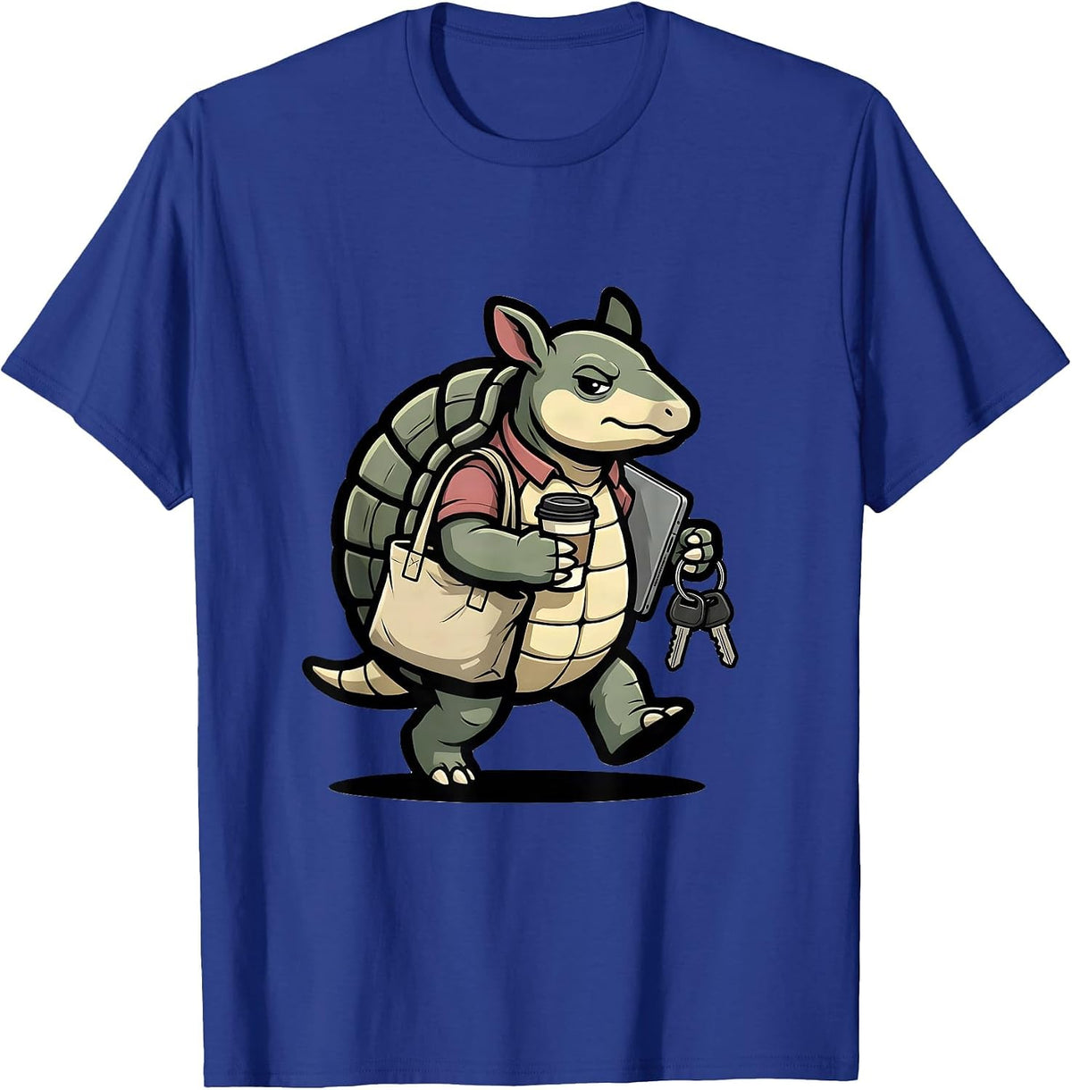 Men's Armadillo Mascot Social Worker Advocacy Humor Work T-Shirt - Royal Blue
