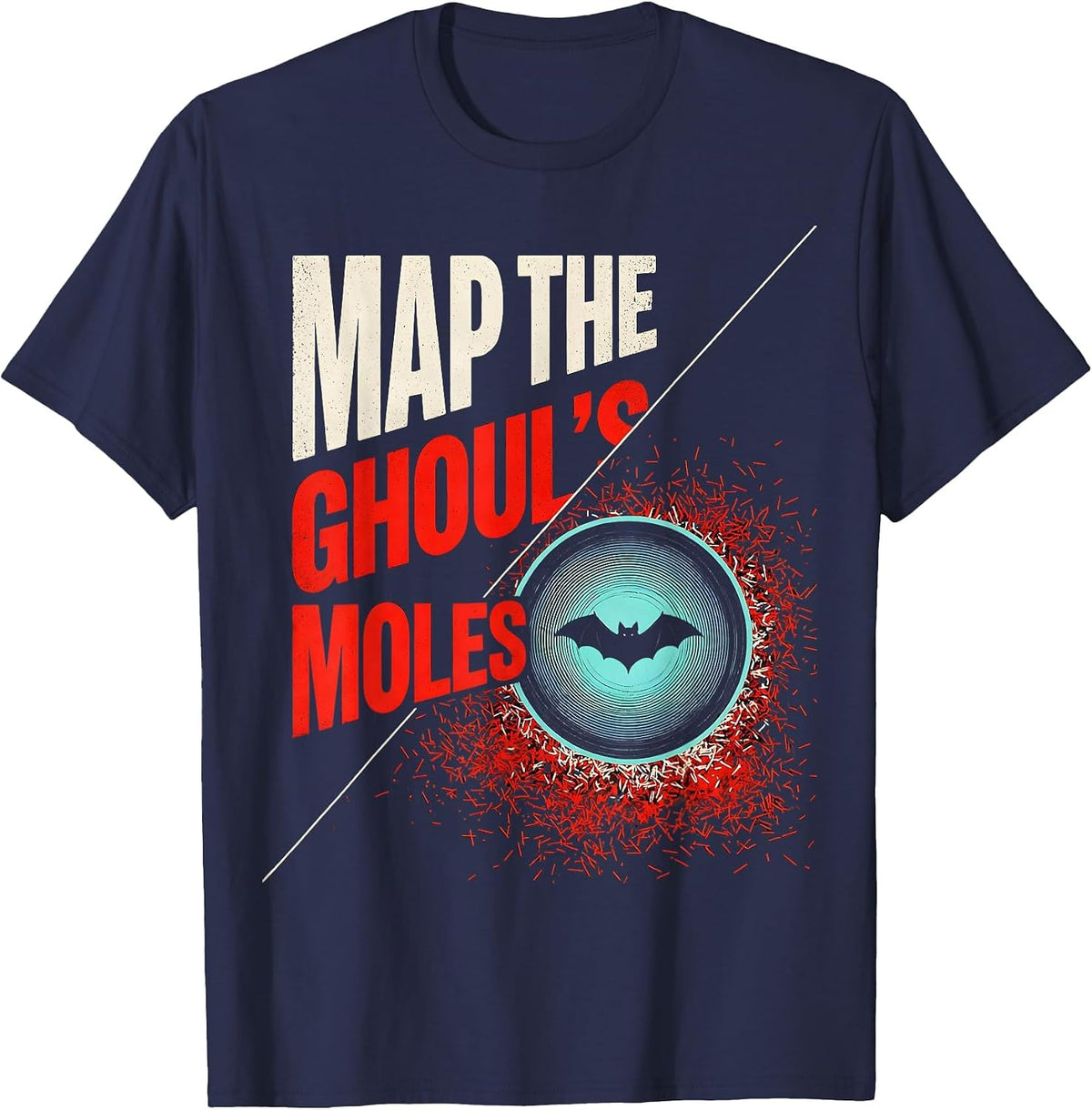 Map The Ghoul's Moles New Wave Dermatology Halloween Humor T-Shirt - Navy Blue