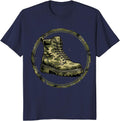 Old School Camo Army Boot Graphic T-Shirt - Navy Blue