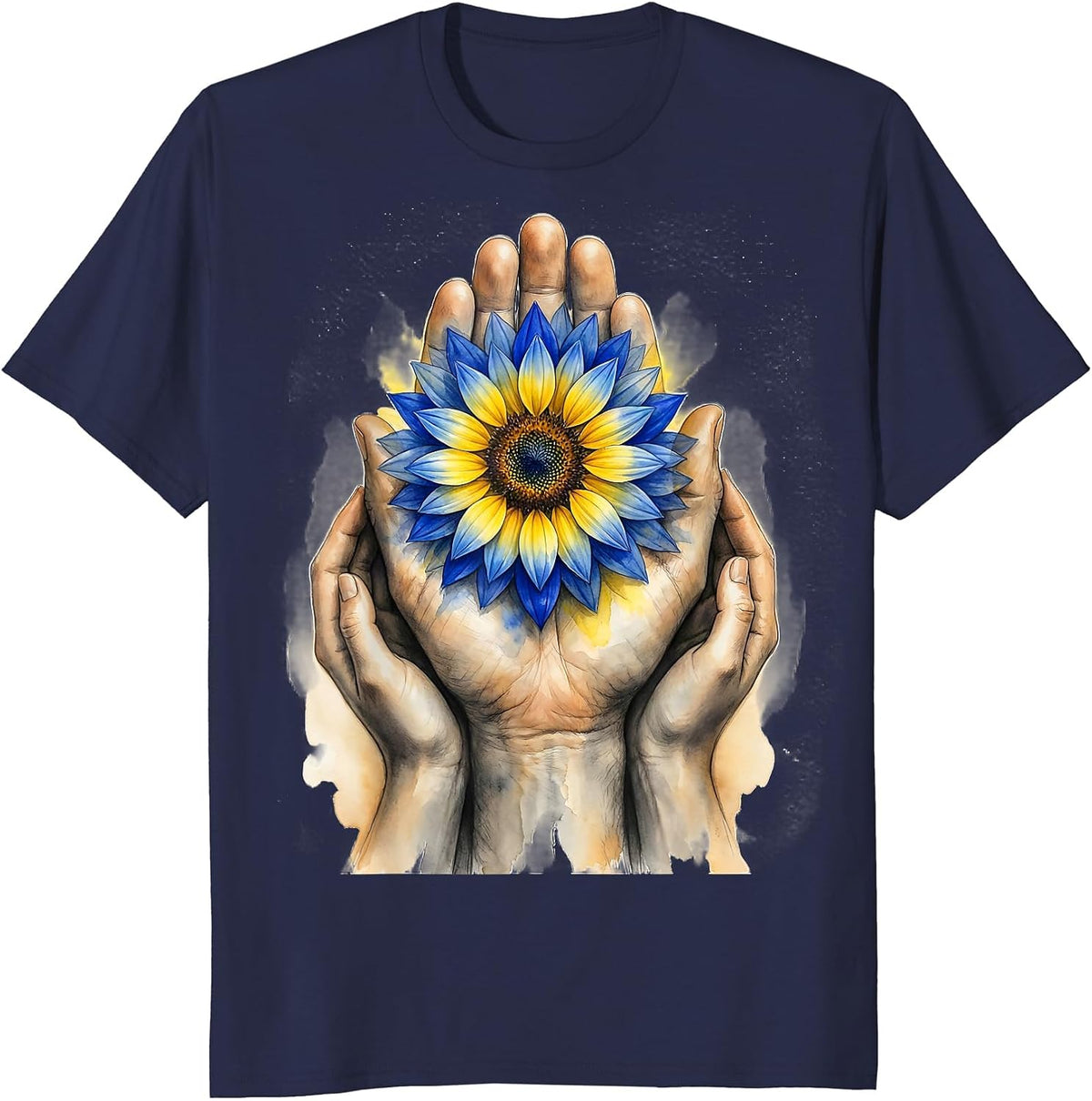 Men's Supporting Hands Down Syndrome Awareness Family Pride T-Shirt - Navy Blue