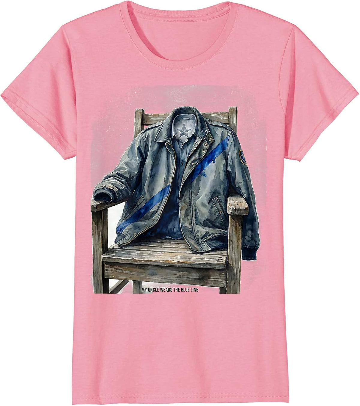 Women's My Uncle Wears The Blue Line Patriotic Thin Blue Line Police T-Shirt - Pink