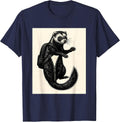 Ferret Backpack Zipper Rubber Stamp Ferret Lover Humor T-Shirt - Navy Blue