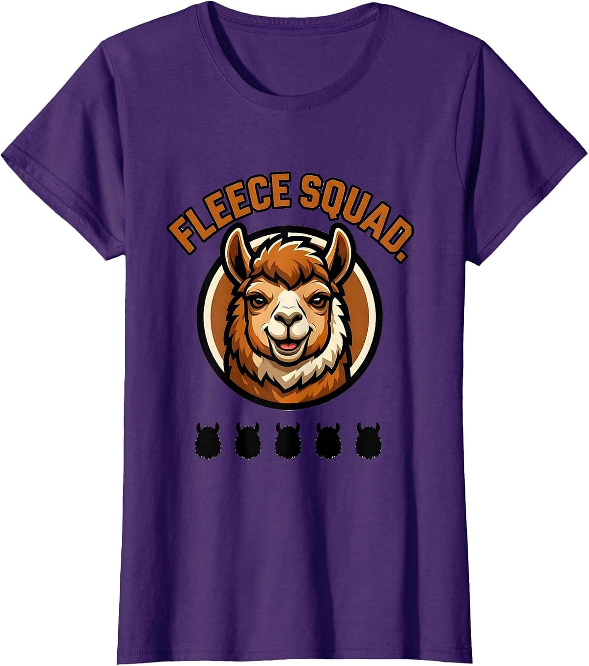 Women's Fleece Squad Bold Alpaca Mascot Funny Novelty Gift T-Shirt - Purple