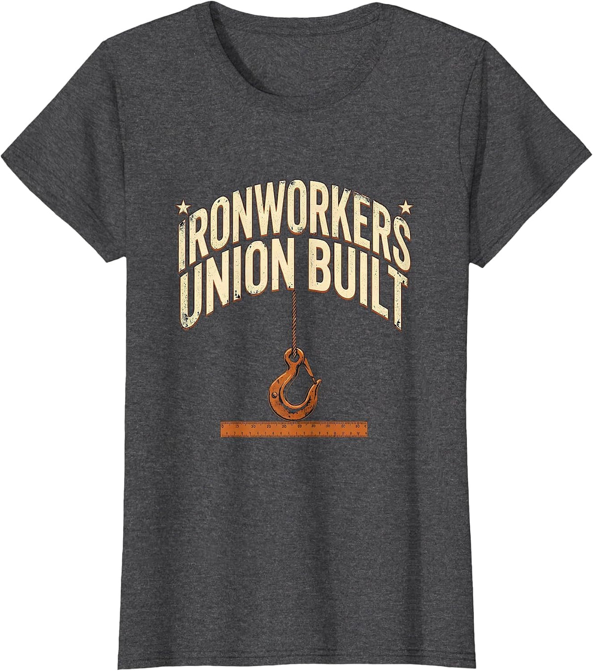 Women's Ironworkers Union Built Heavy Condensed Block Sans Labor T-Shirt - Dark Heather Grey