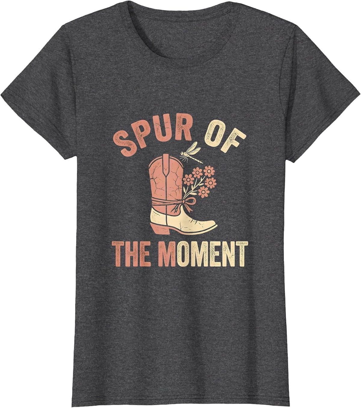 Women's Spur of the Moment Rodeo Cowgirl Design T-Shirt - Dark Heather Grey