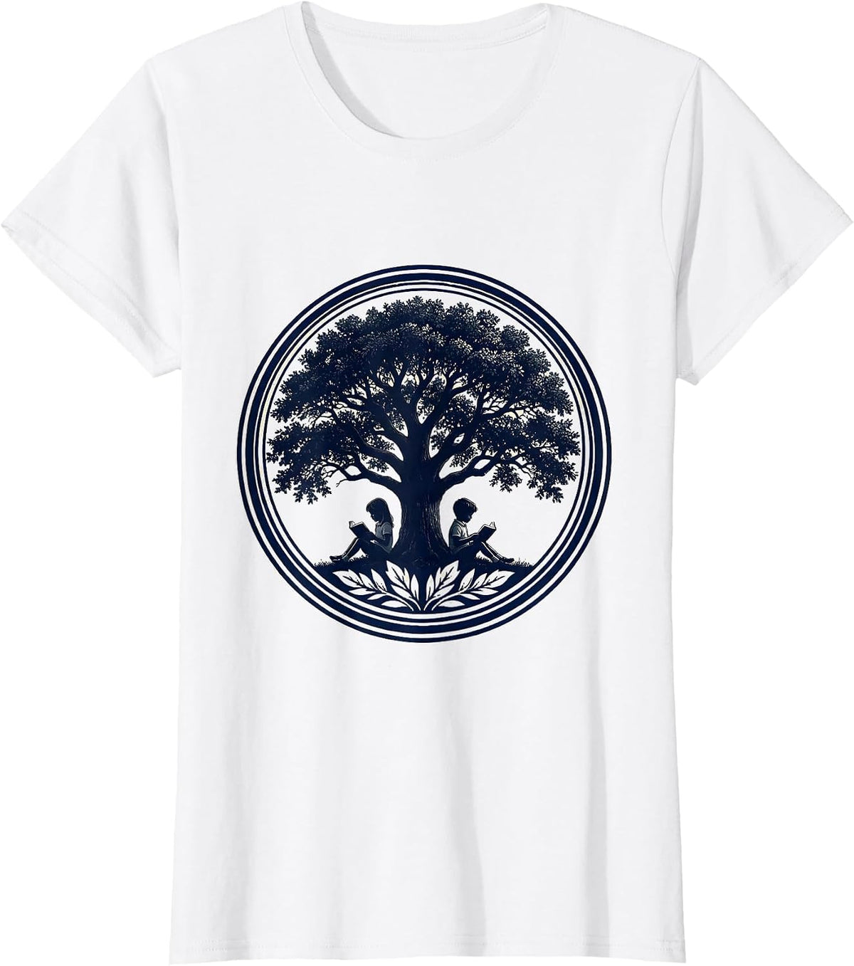 Women's Special Education Reading Tree Illustration T-Shirt - White