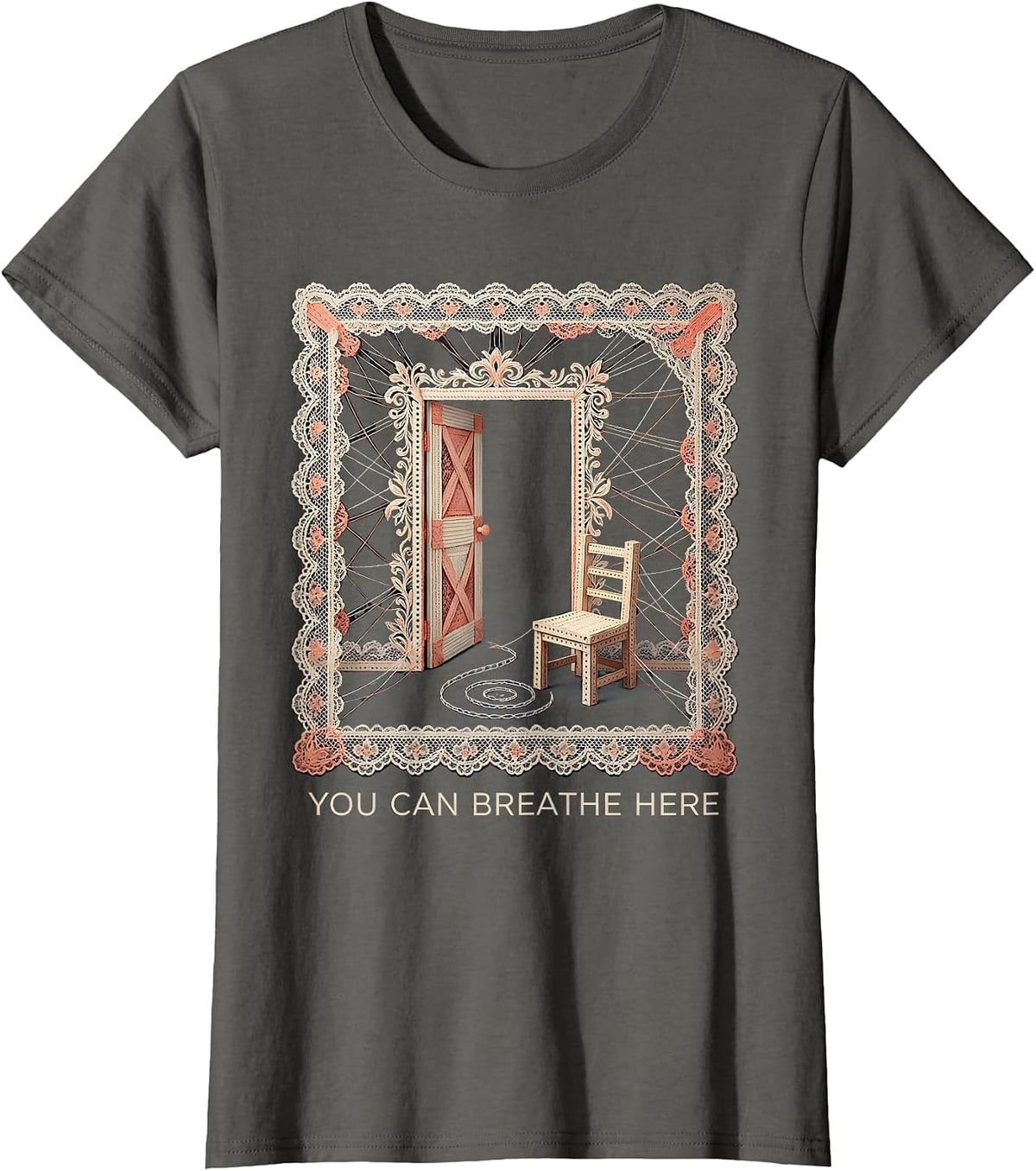 Women's You Can Breathe Here Supportive Mental Health Counselor T-Shirt - Asphalt Grey