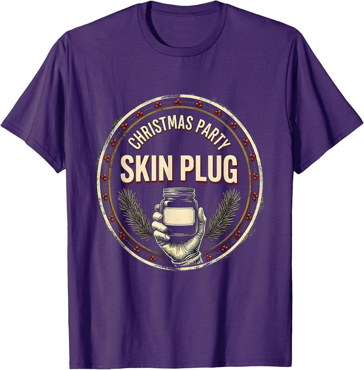 Christmas Party Skin Plug Funny Esthetician Dermatology T-Shirt - Purple