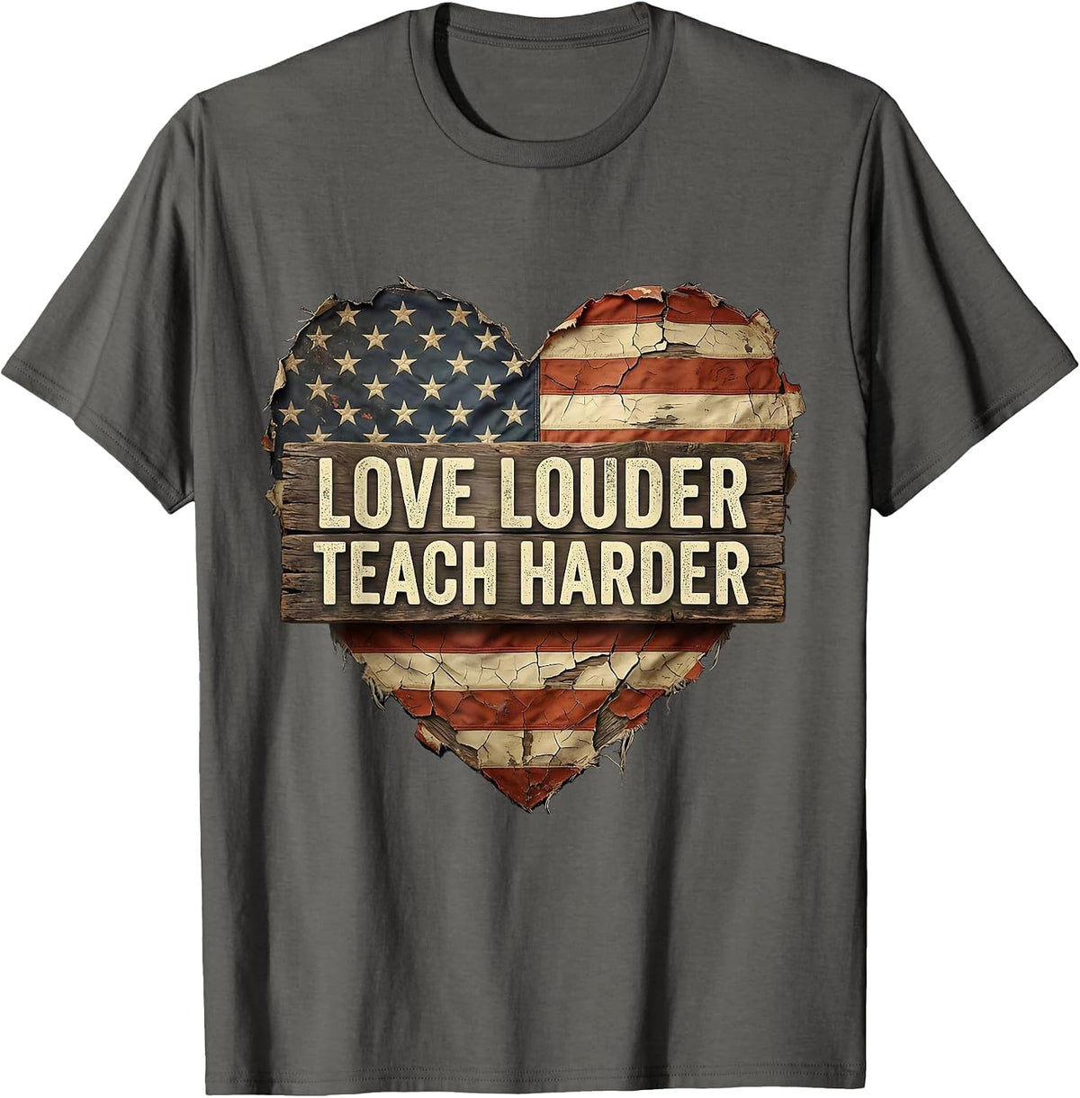 Love Louder Teach Harder Sped Teacher Design T-Shirt - Asphalt Grey