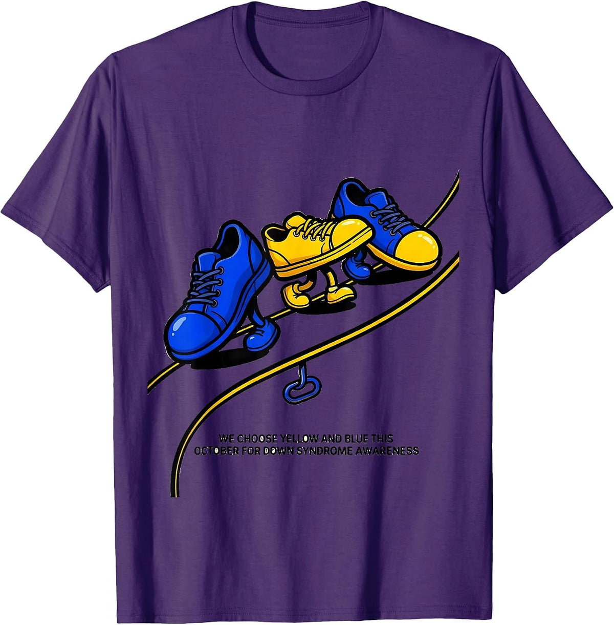 Men's We Choose Yellow Blue Down Syndrome Awareness October T-Shirt - Purple