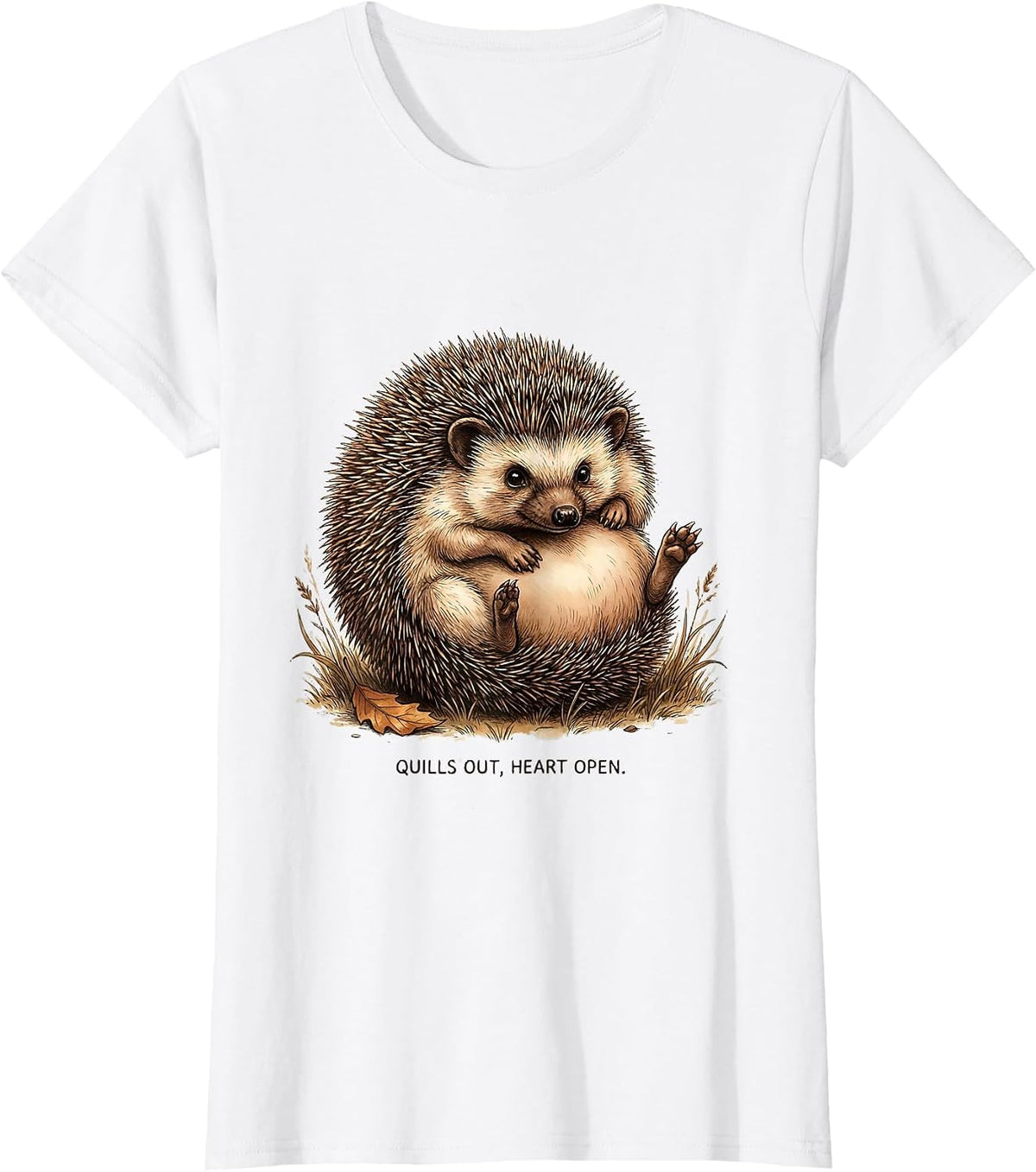 Quills Out, Heart Open Cute Hedgehog Animal Lover Gift T-Shirt - White