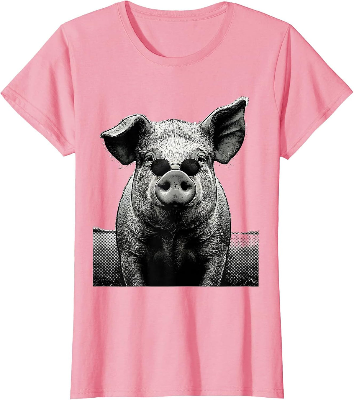 Women's Oversized Pig Head Funny Farm Animal Lover Gift T-Shirt - Pink