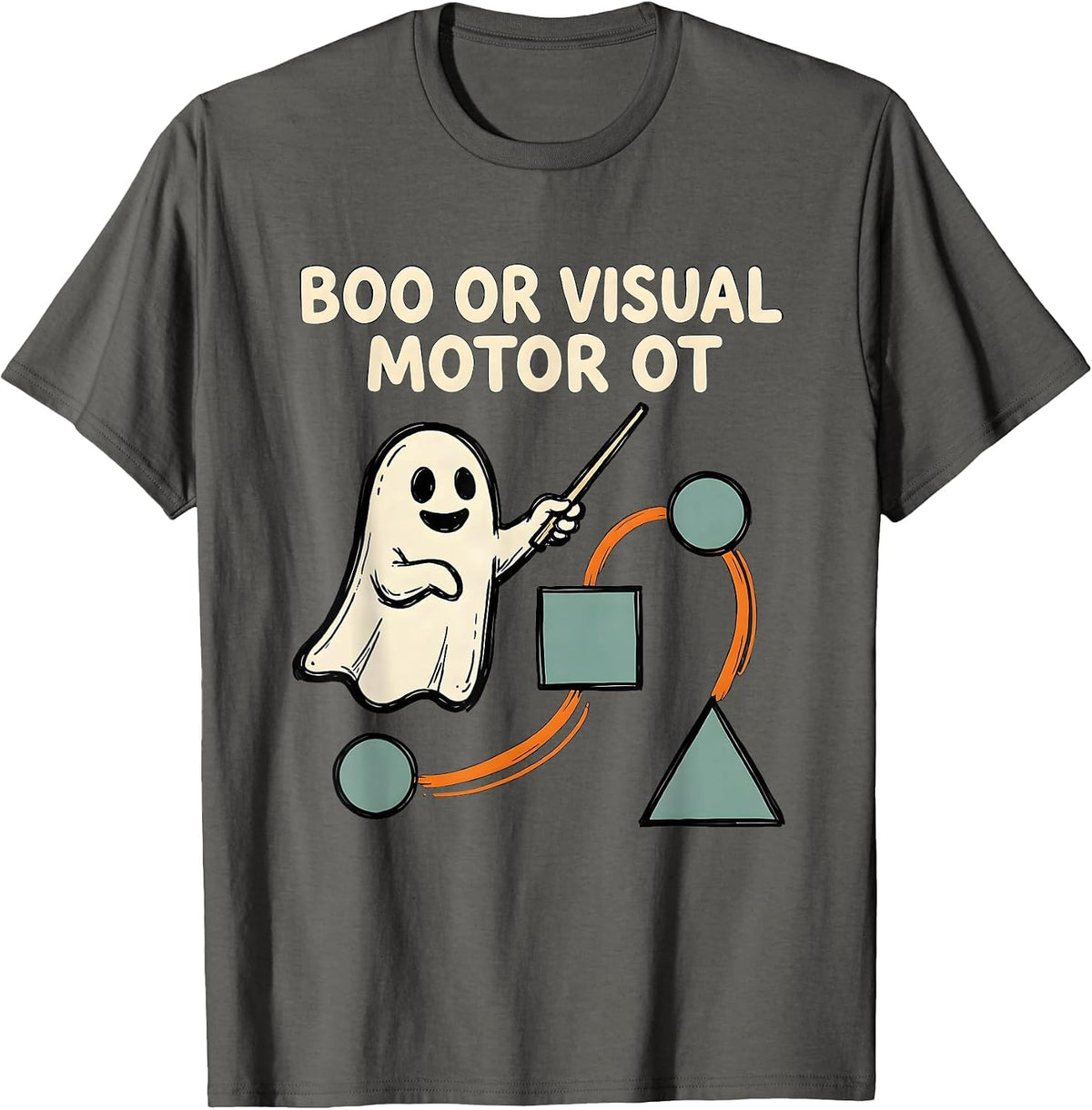 Men's Boo Or Visual Motor OT Funny Occupational Therapy Halloween T-Shirt - Asphalt Grey