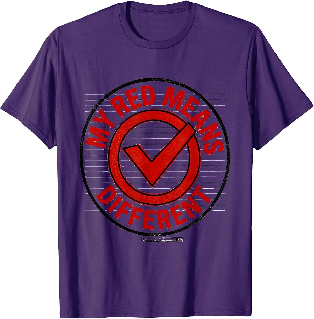 Men's My Red Means Different Sincere Dyslexia Awareness Month T-Shirt - Purple