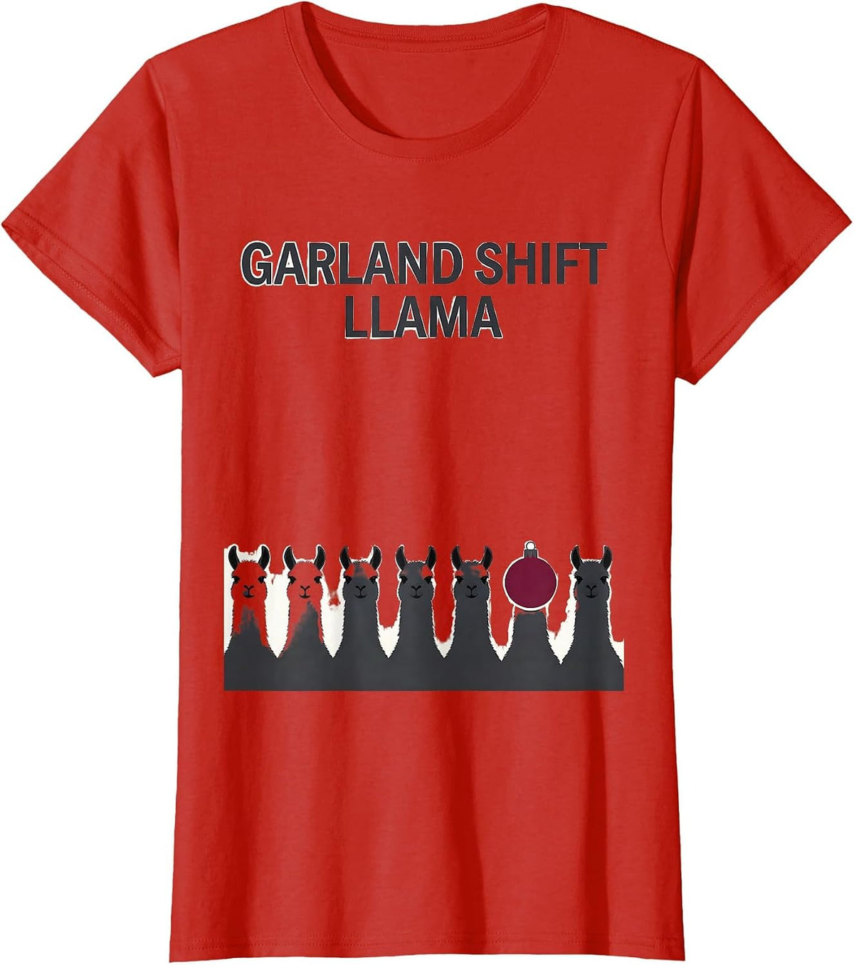 Garland Shift Llama Funny Llama Christmas Animal Lover Gift T-Shirt - Red
