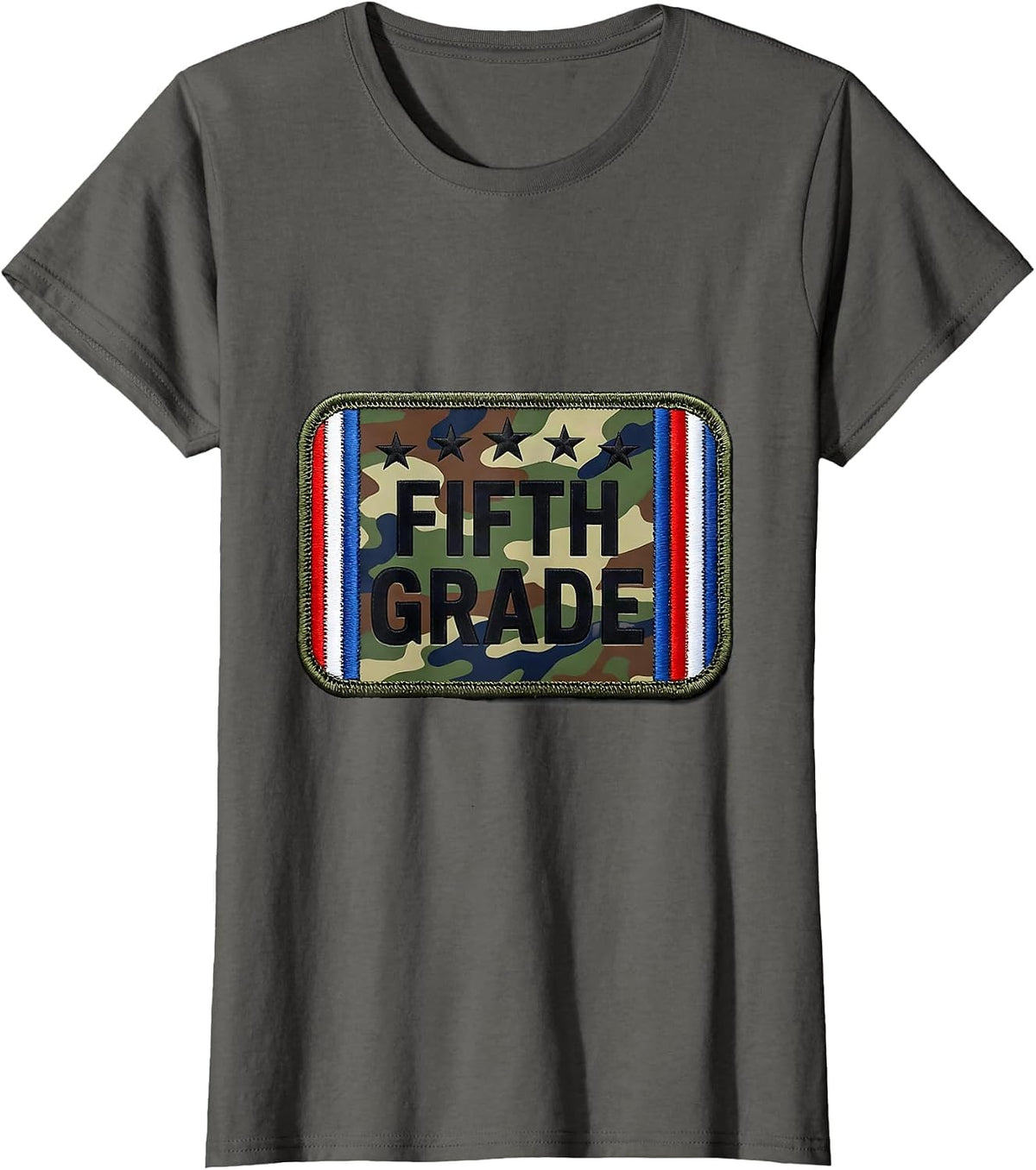 Women's Fifth Grade Camo Back To School Boy Teacher Matching T-Shirt - Asphalt Grey
