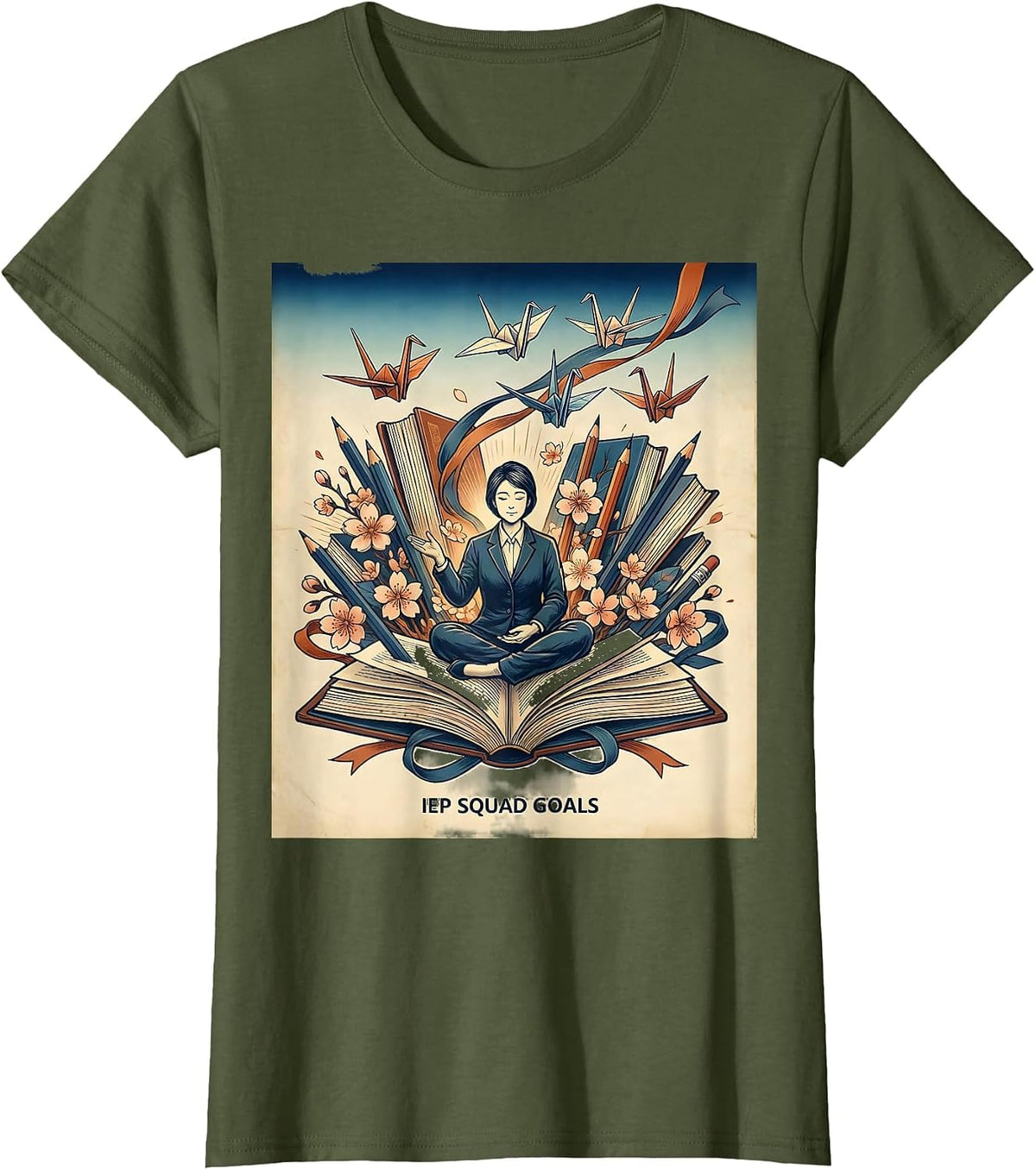 Women's IEP Squad Goals Special Education Teacher Design T-Shirt - Olive Green