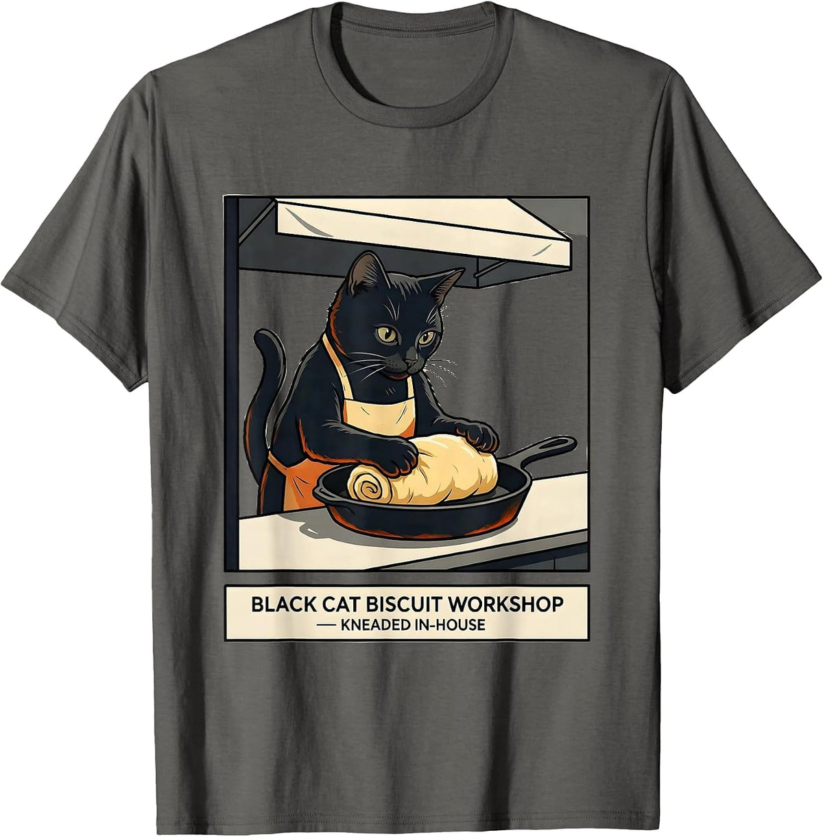 Black Cat Biscuit Workshop Kneaded In-House Cat Lover T-Shirt - Asphalt Grey
