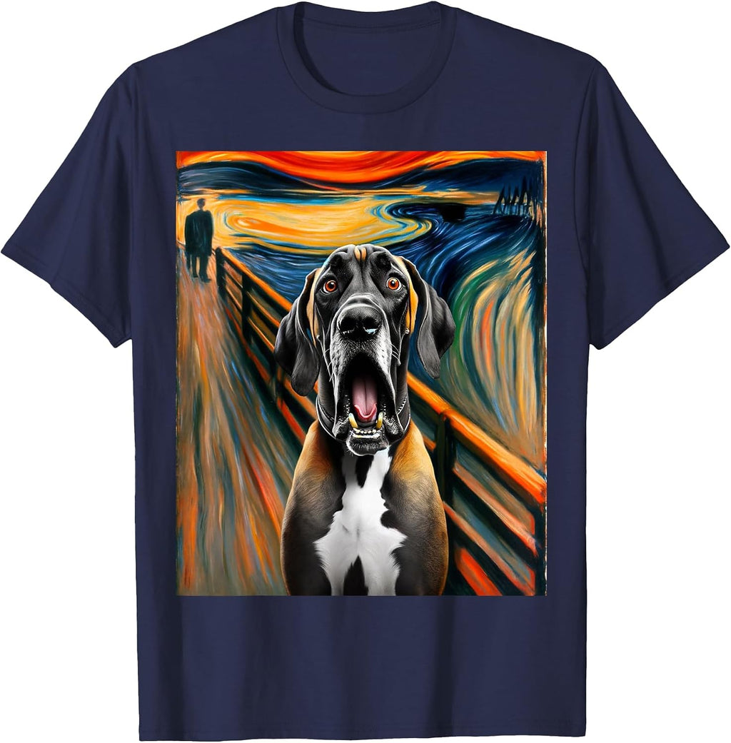 Expressionist Artsy Great Dane Dog | Artistic Great Dane T-Shirt - Navy Blue