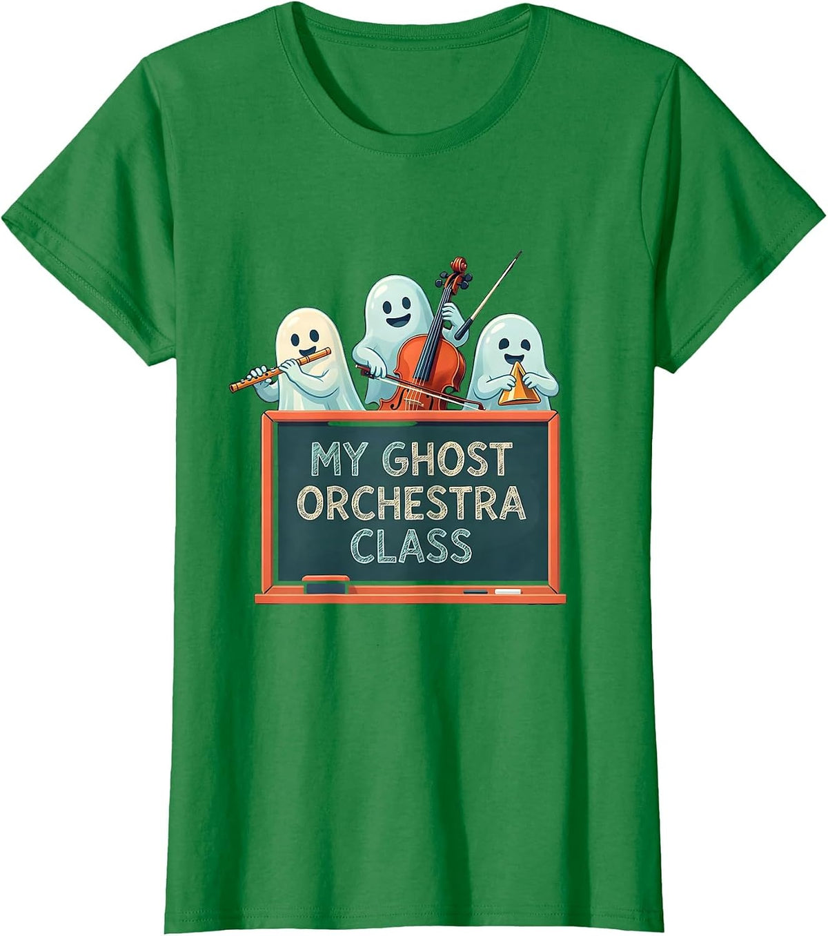 My Ghost Orchestra Class Funny Music Teacher Halloween Ghost T-Shirt - Kelly Green