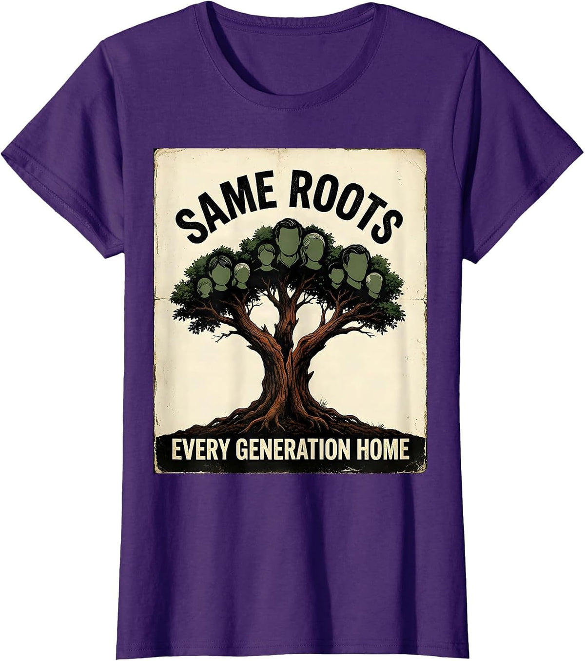 Women's Same Roots, Every Generation Home Vintage Family Reunion T-Shirt - Purple