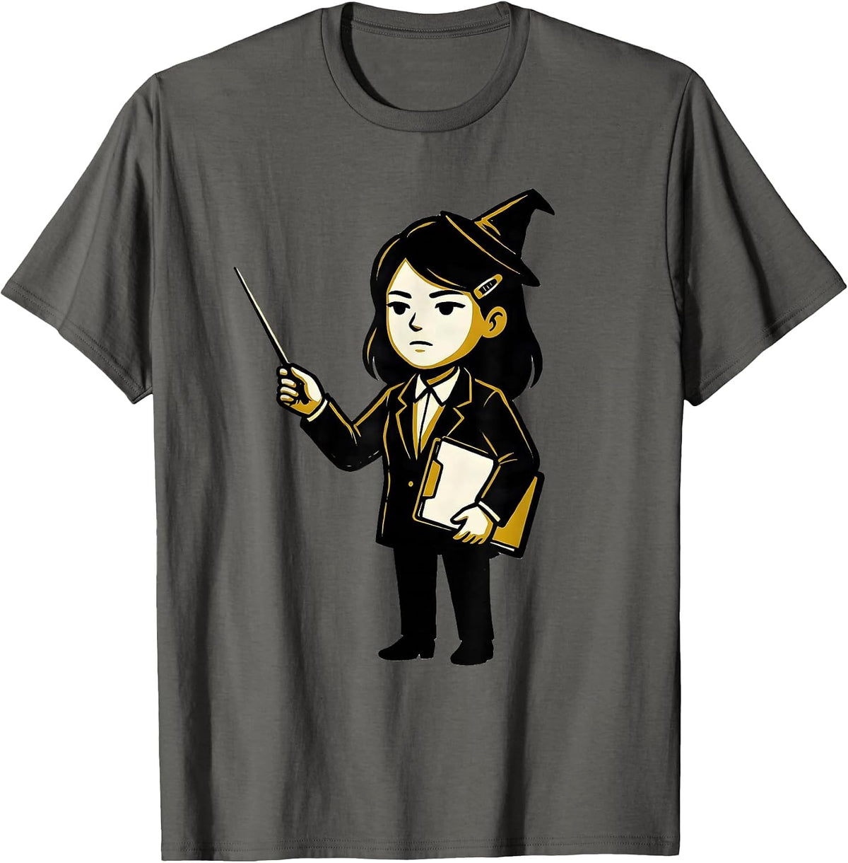 Music Teacher Halloween Costume Mascot Logo Funny T-Shirt - Asphalt Grey