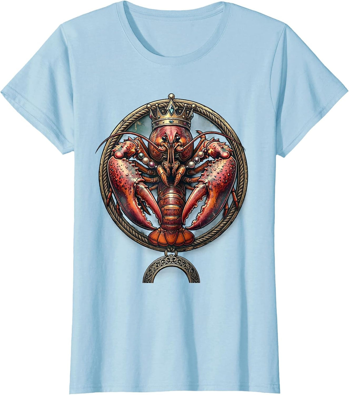 Mardi Gras Crawfish Carnival Crown and Beads T-Shirt - Baby Blue