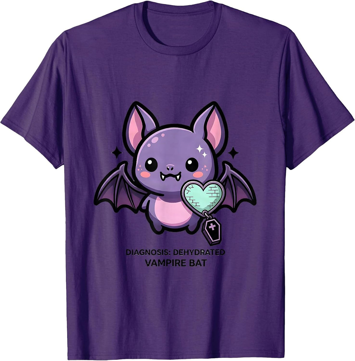 Men's Diagnosis: Dehydrated, Vampire Bat Pastel Goth Kawaii T-Shirt - Purple