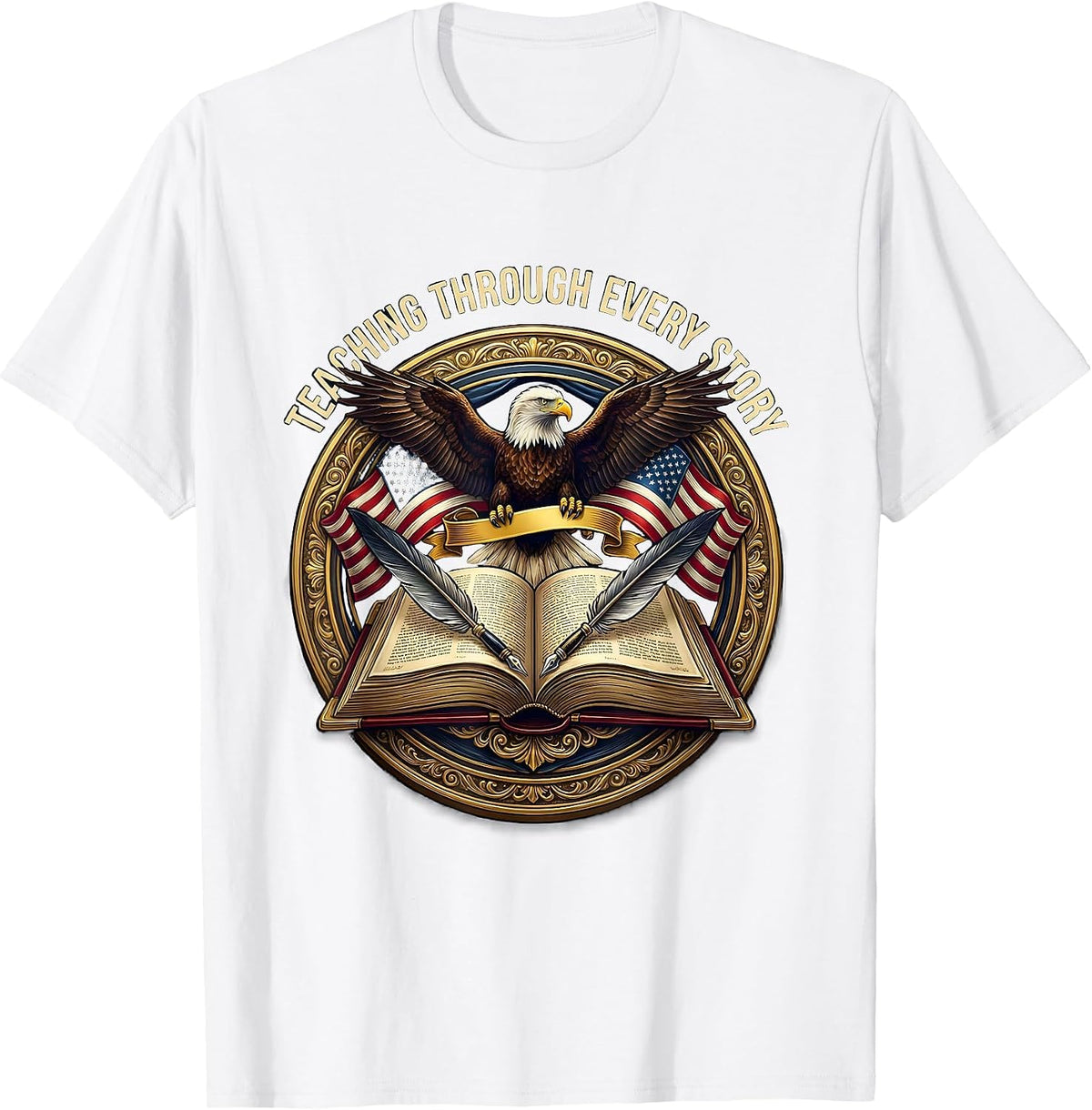 Men's Teaching Through Every Story Book Character Tee T-Shirt - White
