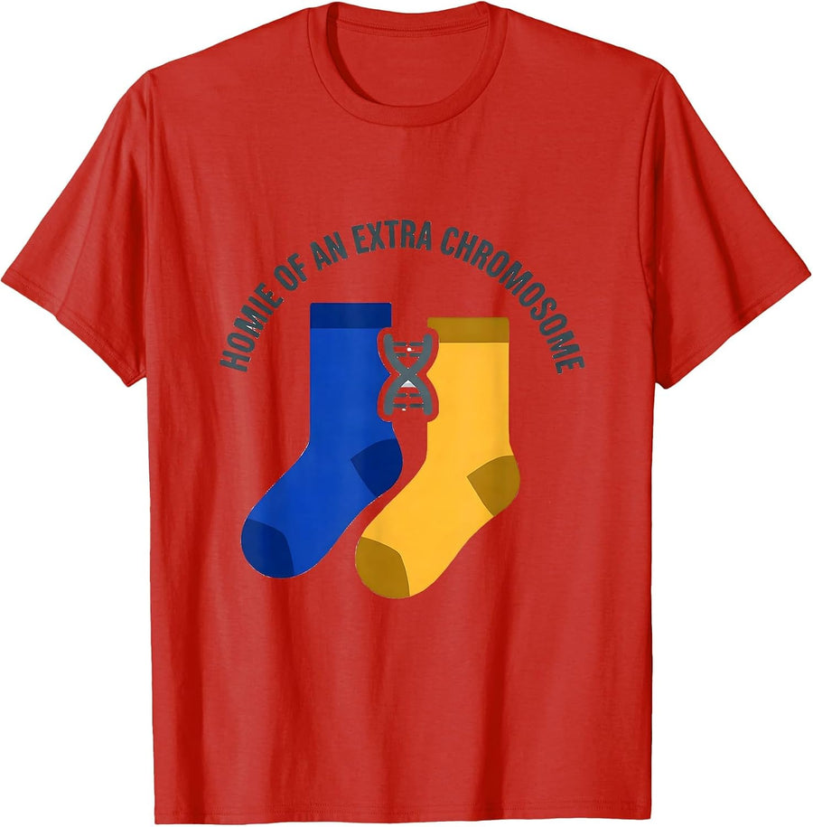 Men's Homie Of An Extra Chromosome Funny Down Syndrome Awareness T-Shirt - Red