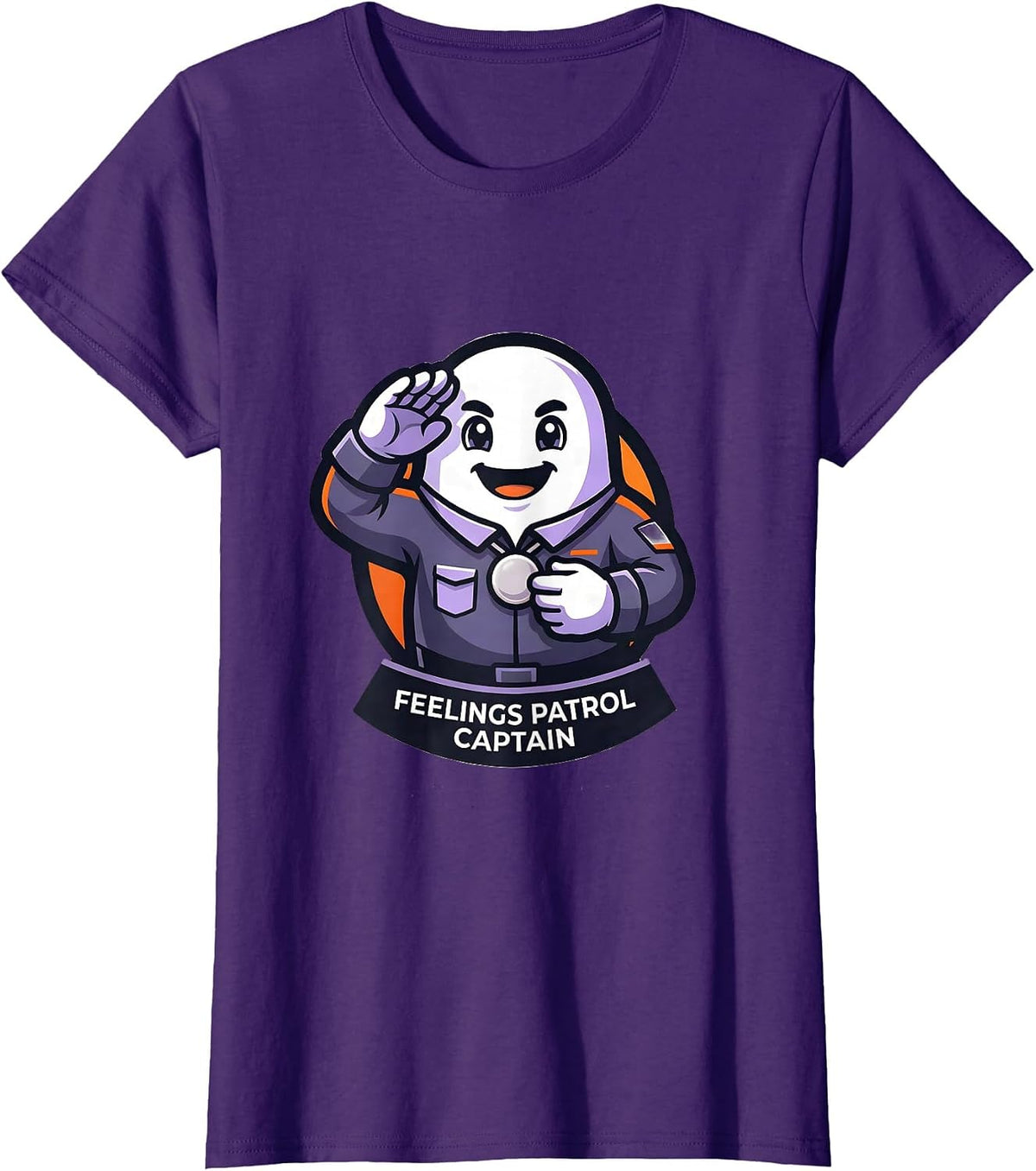 Women's Feelings Patrol Captain Halloween Mental Health Counselor T-Shirt - Purple