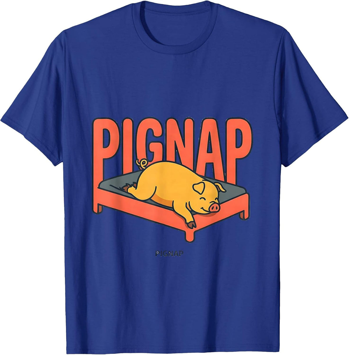 Men's Pignap Cute Sleeping Pig Animal Lover Pajama Humor T-Shirt - Royal Blue