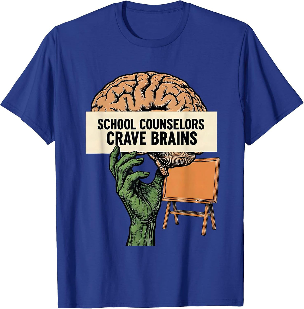School Counselors Crave Brains Funny Teacher Halloween T-Shirt - Royal Blue