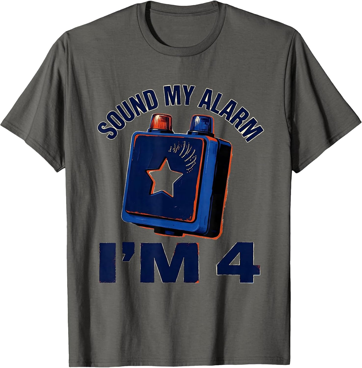 Men's Sound My Alarm, I'm 4 Future Police Officer Kids Birthday T-Shirt - Asphalt Grey