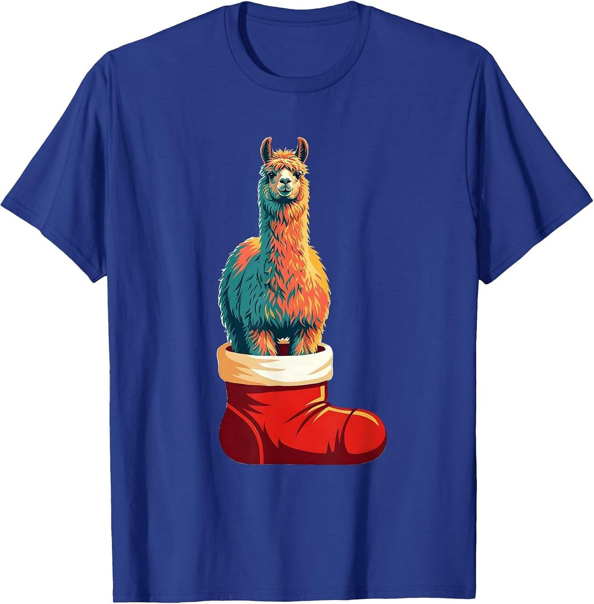 Llama In Christmas Stocking Funny Alpaca Lover Gift T-Shirt - Royal Blue