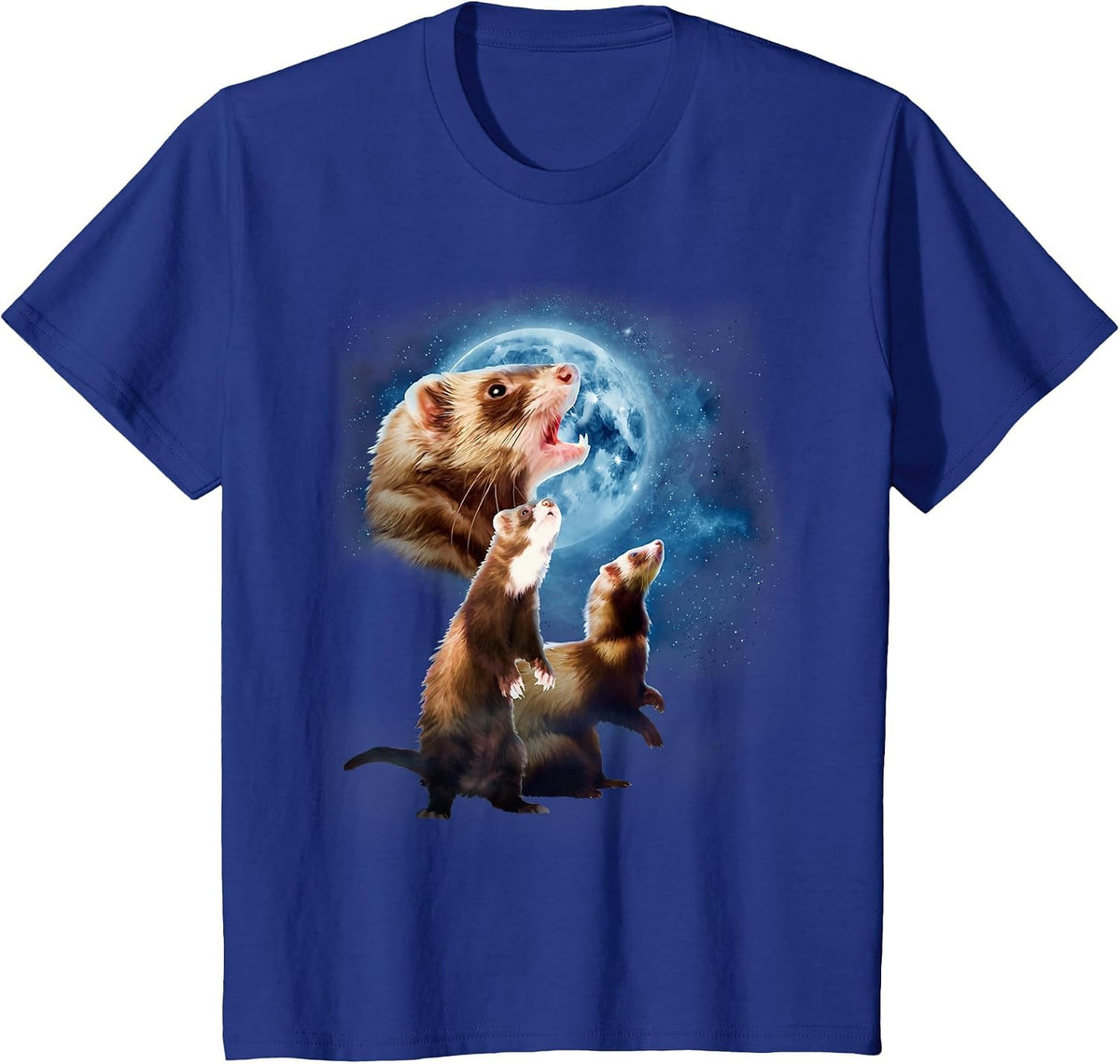 Howling at the Moon Shirt - Ferret Shirts - Funny Ferret T-Shirt - Royal Blue