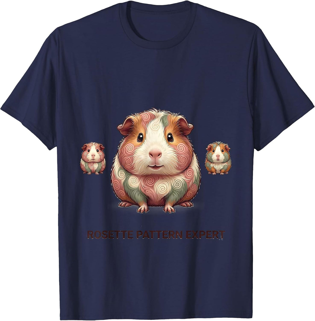 Rosette Pattern Expert Cute Kawaii Guinea Pig Lover Gift T-Shirt - Navy Blue